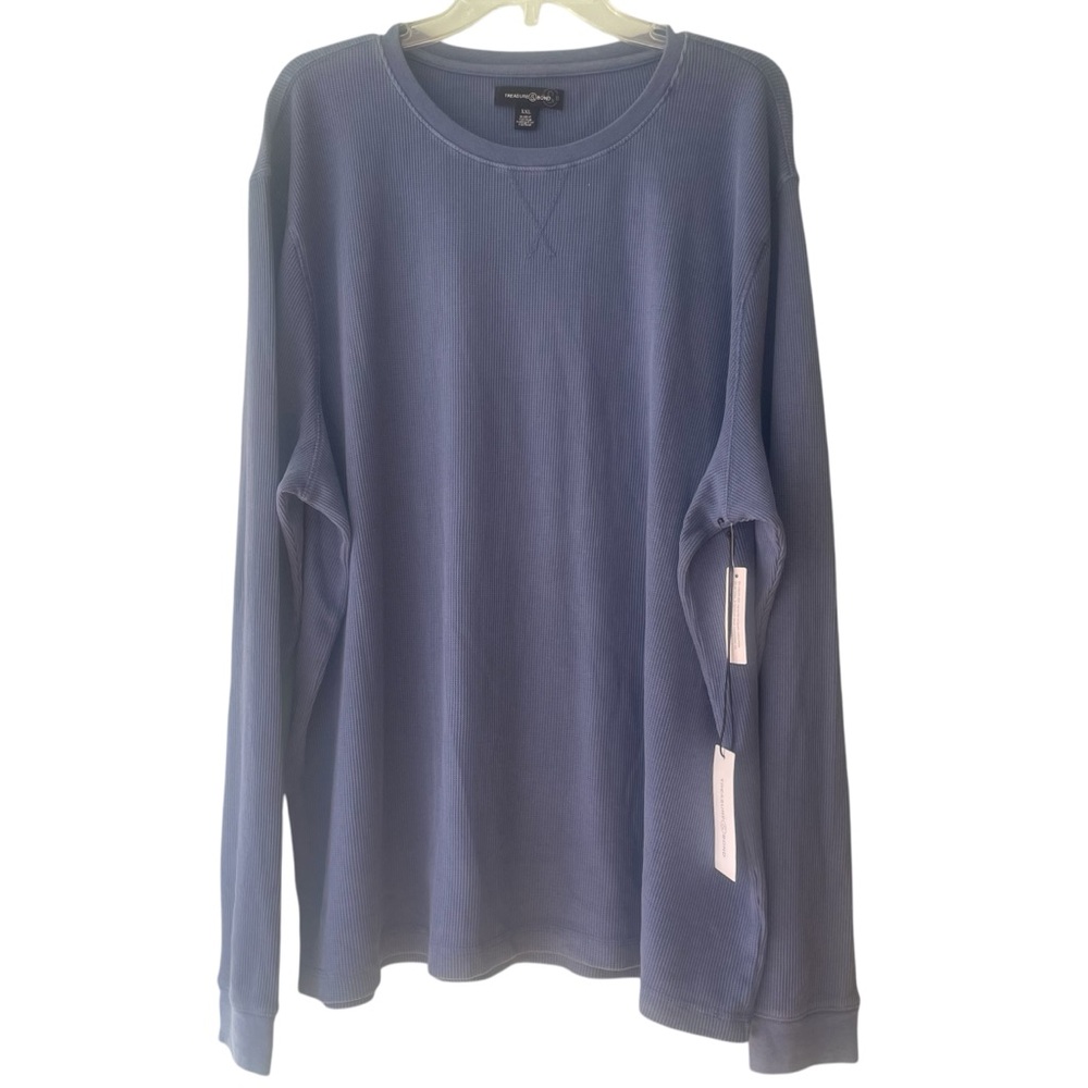 Treasure & Bond Blue Long Sleeved Waffle Knit Shirt Size XXL